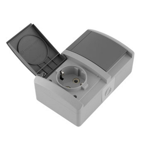 Utičnica dupla vodoravna polikarbonat siva SET-Q OG