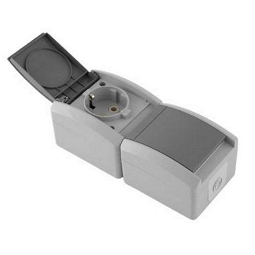 Utičnica dupla okomita polikarbonat siva SET-Q OG