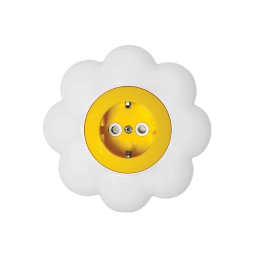Utičnica dvopolna cvijet žuto bijeli Happy