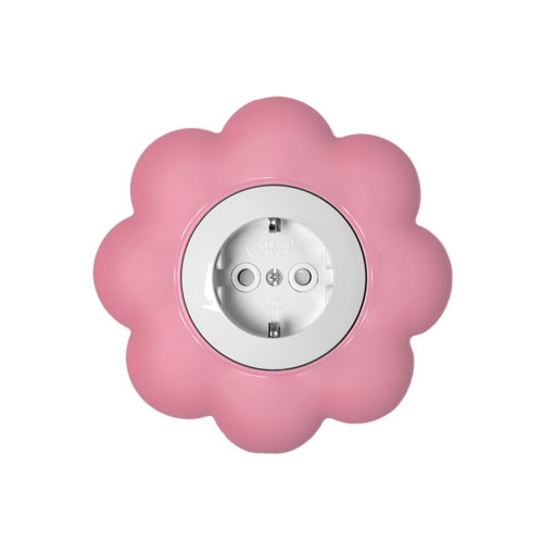 Utičnica dvopolna cvijet bijelo pink Happy