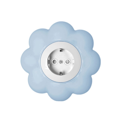 Utičnica dvopolna cvijet bijelo plavi Happy