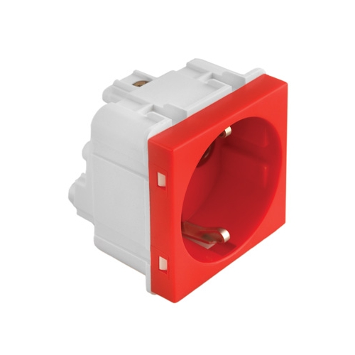 Utičnica 2M sa zaštitom 16A crvena Kombo